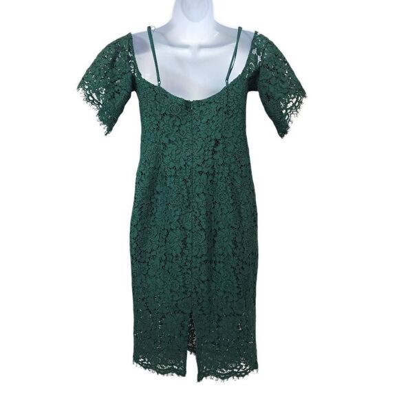 Bardot Size 6 Karlie Lace Dress Womens Cold Shoulder Green Knee-Length Party Coc - Picture 2 of 12